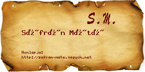 Sáfrán Máté névjegykártya